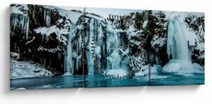 Tablou cu cascade înghețate (cu ceas) (90x30 cm)