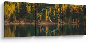Tablou cu lac de pădure (cu ceas) (90x30 cm)