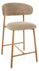Scaun bar ELTON H-2, bej/stejar, stofă/metal, 43x45x91 cm