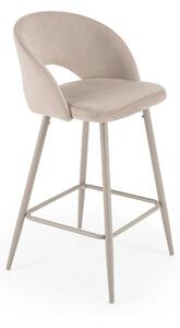 Scaun bar H96, bej deschis/casmir, stofa catifelata/otel, 48x49x89 cm