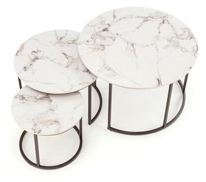 Set 3 buc. măsuțe cafea Golda (marmură albă + negru). 1092445