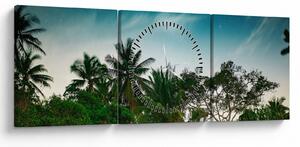 Tablou - palmierii (cu ceas) (90x30 cm)