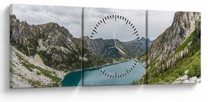 Tablou cu lac în munți (cu ceas) (90x30 cm)