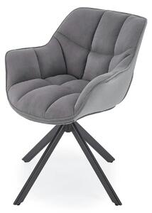 Scaun rotativ K610, gri/negru, stofa catifelata/metal, 65x64x79 cm