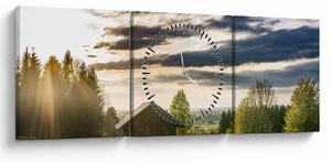 Tablou cabana în pădure (cu ceas) (90x30 cm)