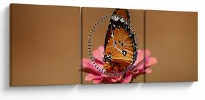 Tablou cu fluture pe floare (cu ceas) (90x30 cm)