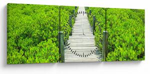 Tablou - poteca din lemn (cu ceas) (90x30 cm)