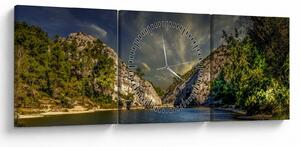 Tablou peisajului cu lac (cu ceas) (90x30 cm)