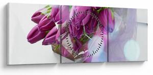 Tablou - buchet de lalele (cu ceas) (90x30 cm)