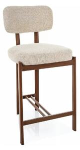 Scaun bar MISAKI H-2, bej deschis/nuc, stofă/metal, 45x44x92 cm