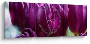 Tablou cu lalele (cu ceas) (90x30 cm)