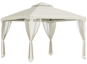Foisor de Gradina Outsunny, Acoperis Dublu Plasa Tantari Pereti Laterali Bej 295x295x263cm | Aosom RO