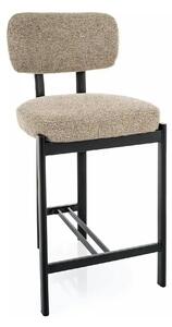 Scaun bar MISAKI H-2, bej/negru, stofă/metal, 45x44x92 cm