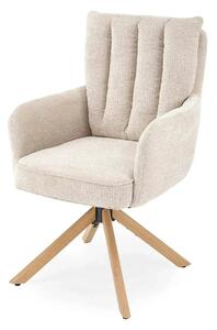 Scaun rotativ K594, bej/stejar, stofa/lemn, 60x64x95 cm