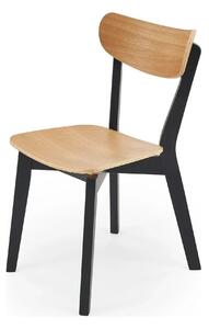 Scaun HAITI, stejar/negru, placaj/lemn, 42x52x80 cm