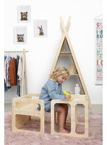 Scaune din lemn pentru copii în set de 3 buc. Natural - Little Nice Things