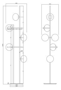 Ondaluce - Lampă de podea JEWEL, 6xE14/10W/230V, 166 cm, negru / negru fumuriu