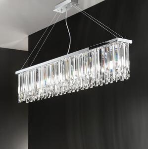Ondaluce - Candelabru cu cristale suspendat pe cablu BATIDA, 8xE14/10W/230V, crom lucios