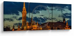 Tablou cu construcție iluminată (cu ceas) (90x30 cm)