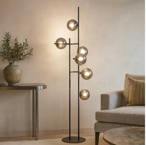 Ondaluce - Lampă de podea JEWEL, 6xE14/10W/230V, 166 cm, negru / negru fumuriu