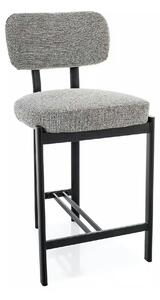Scaun bar MISAKI H-2, gri/negru, stofă/metal, 45x44x92 cm