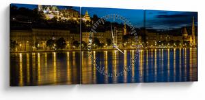 Tablou orașului nocturn (cu ceas) (90x30 cm)