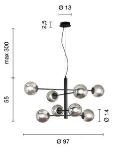 Ondaluce - Lustru pe cablu ELISEO 8xE14/10W/230V diam. 97 cm auriu/bej fumuriu