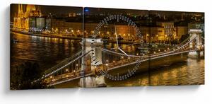 Tablou orașului nocturn (cu ceas) (90x30 cm)