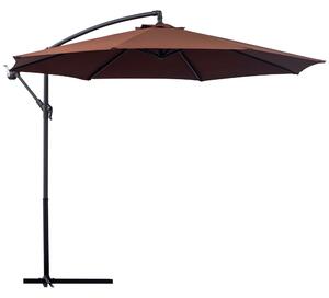 Outsunny Umbrela Soare Descentrata de Gradina cu Colt Inclinabil din Metal si Poliester, Cafea, Φ3×2.6m 
