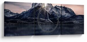 Tablou lacul cu munte (cu ceas) (90x30 cm)