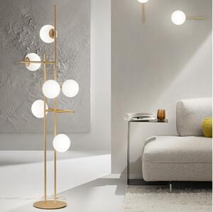Ondaluce - Lampadar JEWEL, 6 x E14, 10 W, 230 V, 166 cm, auriu/alb