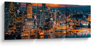 Tablou orașului nocturn (cu ceas) (90x30 cm)