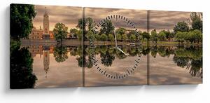 Tablou cu lac și copaci (cu ceas) (90x30 cm)