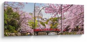 Tablou cu cireș japonez (cu ceas) (90x30 cm)