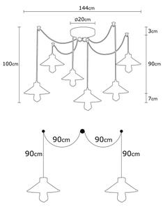 Candelabru suspendat pe cablu MANAVGAT 6xE27/40W/230V, model păianjen, multicolor
