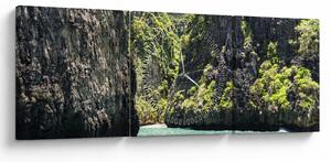 Tablou cu râu montan (cu ceas) (90x30 cm)