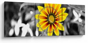 Tablou cu floare galbenă (cu ceas) (90x30 cm)