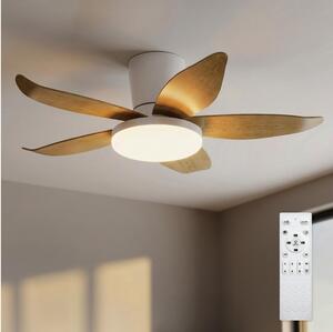 Brilagi - Ventilator de tavan LED dimabil/32W/230V, 95 cm, alb/maro + telecomandă