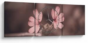 Tablou cu floare roz (cu ceas) (90x30 cm)