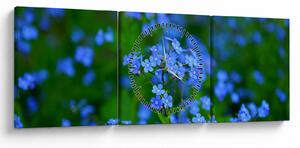 Tablou cu flori albastre (cu ceas) (90x30 cm)