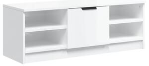 Comodă TV, alb extralucios, 102x35,5x36,5 cm, lemn compozit