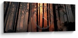 Tablou cu pădure întunecată (cu ceas) (90x30 cm)