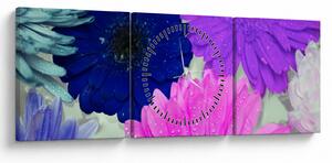 Tablou cu flori colorate (cu ceas) (90x30 cm)