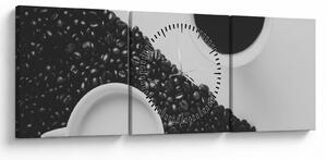 Tablou cu cafea (cu ceas) (90x30 cm)