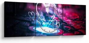 Tablou cu inima iluminată (cu ceas) (90x30 cm)