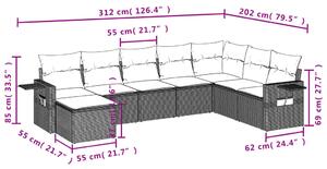 Set canapele de grădină cu perne, 8 piese, maro, poliratan