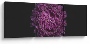 Tablou cu floare violetă (cu ceas) (90x30 cm)