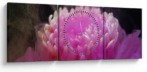Tablou cu floare în fum roz (cu ceas) (90x30 cm)