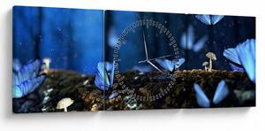 Tablou cu fluturi alabstre (cu ceas) (90x30 cm)