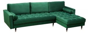 Coltar Cozy cu tapiterie din catifea si colt reversibil, verde